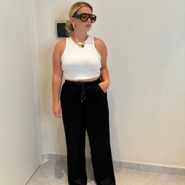 Pantalone in raso nero