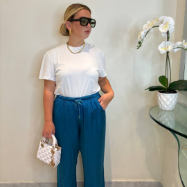 Pantalone in raso ottanio