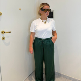Pantalone in raso verde